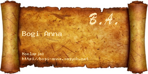 Bogi Anna névjegykártya